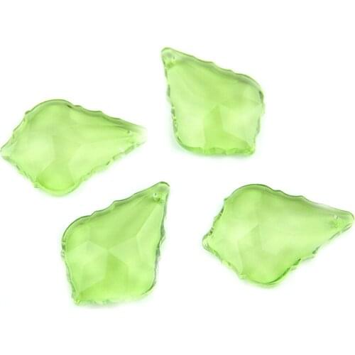 Lt.green Chandelier Glass Crystals Maple Leaf 38mm/50mm/63mm/76mm Prisms Parts Hanging Drops Pendants Crystal Lamp Accessories