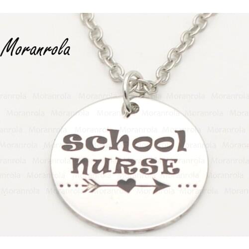 New arried "School Nurse"Jewelry medical worker copper Necklace & Keychain For Nursing Graduate Medical School Student gift