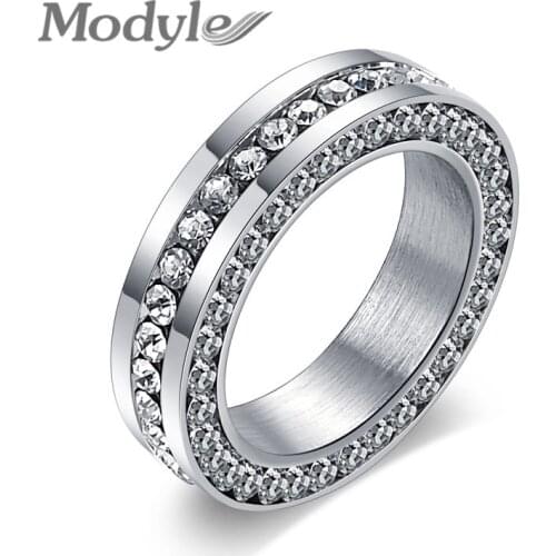 Modyle New Fashion Wedding Ring White Gold-Color Cubic Zirconia Jewelry Valentine Gift for Women Engagement Ring