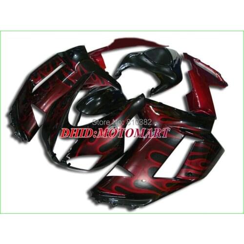 Motorcycle Fairing kit for KAWASAKI Ninja ZX6R 07 08 ZX6R 636 2007 2008 Red flames gloss black ABS Fairings set +7 gifts SC28