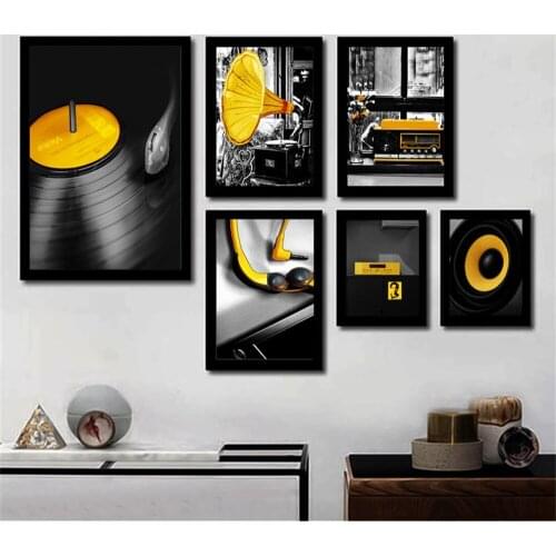 Nordic Canvas Painting Home Decor Wall Art Print Yellow Music Creative Picture Bedroom Living Room Poster Backdrop Art Painting