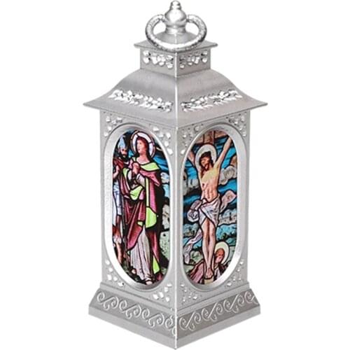 2021 New Christmas LED Lamp Ornaments Religious Jesus Wind Light Hanging Lantern Decor