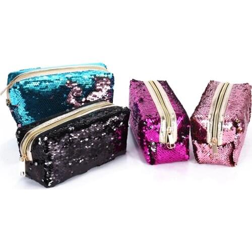 New sequins pencil box school supplies stationery zipper bag dinner clutter cosmetic bag multi - purpose package