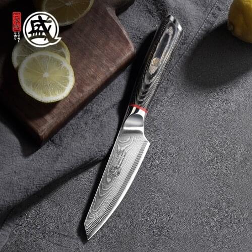 MITSUMOTO SAKARI 4''inch Japanese Aichi Aus10 Damascus Steel handcrafted petty knife durable wood Handle Wooden gift BOX