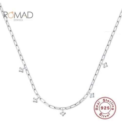 ROMAD 925 Sterling Silver Clavicle Necklace For Women Mini Moon Stacked Gold Necklace Jewelry Wholesale Girs Birthday Gifts