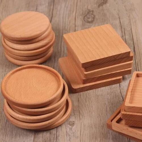 3pcs Creative Laser Engraving Wooden Cup Pad / Thick Wooden Pot Insulating Mats / Round Square Pan Pads