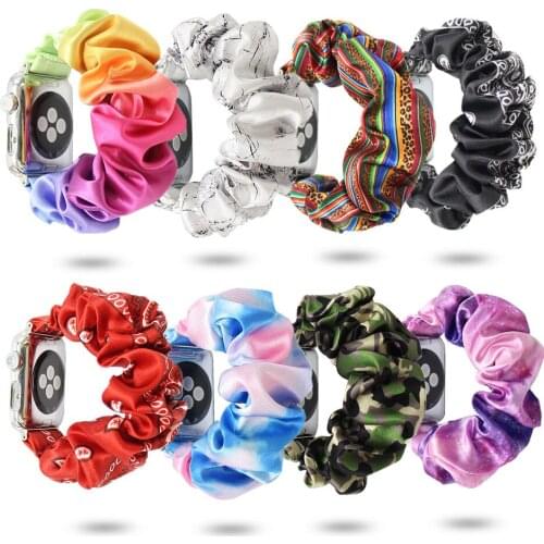 Girls/Ladies Luxury Ribbon Elastic Bracelet for iWatch 40mm 44mm 38mm 42mm Rubber Strap for Apple Watch Band Series 6/SE/5/4/3/2