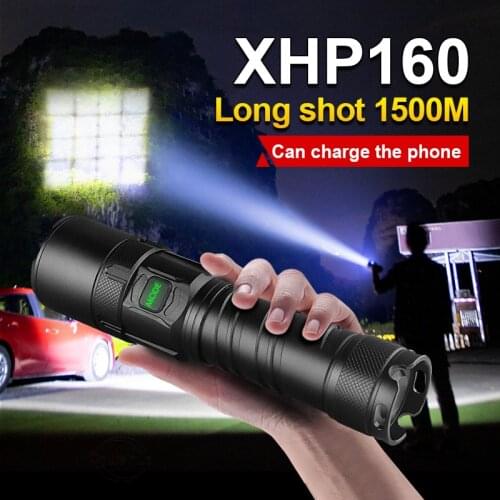 Most Powerful Tactical XHP160 Flashlight 18650 Torch Light High Power Rechargeable LED Flash light 26650 Hunting Camping lantern