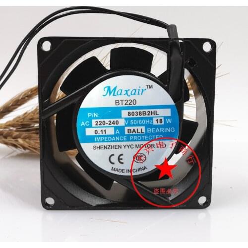 Maxair 8038B2HL Server Cooling Fan AC 220V 15W 80x80x38mm 2-Wire