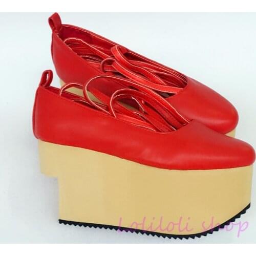 Princess sweet lolita shoes loliloli yoyoJapanese design custom big siz red bright skin beige sole lace-up flatform shoes lf178n