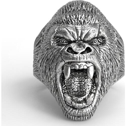 Hip Hop Fashion Jewelry Mens Stainless Steel Ring Domineering Orangutan Motorcycle Party Biker Ring Punk Style Animal Ring Men