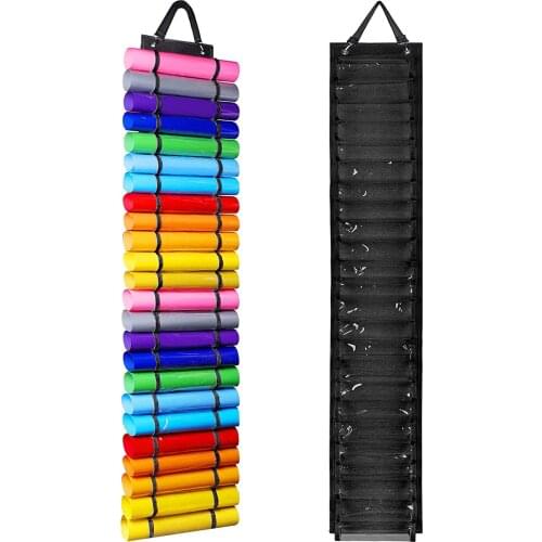 Vinyl Roll Holder Storage Gift Wrap Organizer Closet Door Hanging Wall Mount Vinyl Rack Holds 24 Rolls