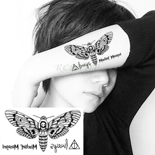 Waterproof Temporary Tattoo Stickers Butterfly Skull Fake Tatto Flash Tatoo Tatouage Neck Hand Back Foot for Girl Women Men Kids