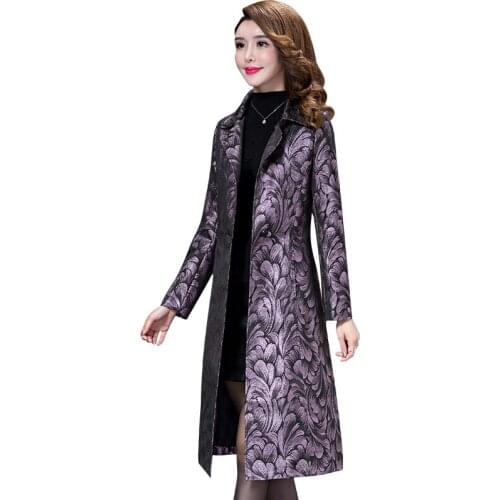 2020 New Print Womens Windbreakers Spring Autumn Plus size Slim Long Sleeve coats Ladies Long Trench Coat Elegant Women Overcoat
