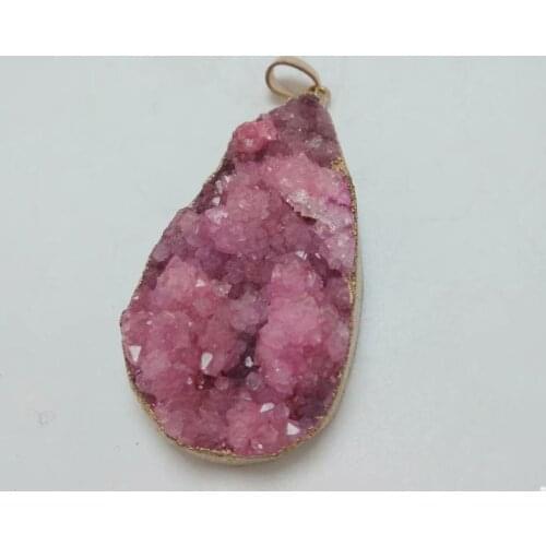 1pc 50-55mm natural quartz agate geode carved and electroplated crystal pendant for jewelry