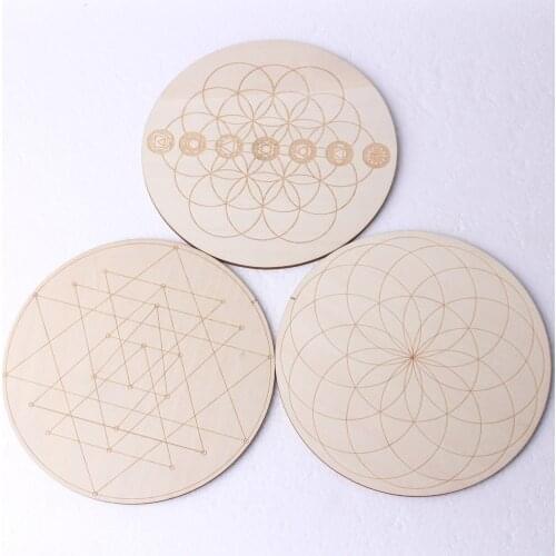 1pc Natural Wood Slice Round Carved Rune Meditation Feng Shui (15cm)