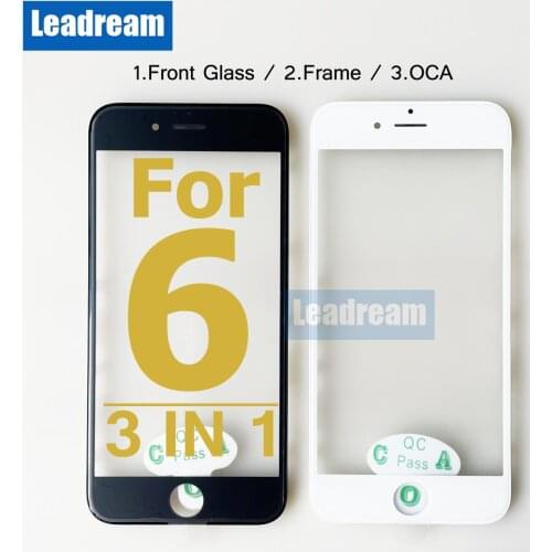 10Pcs Premium Quality Front Outer Glass Middle Frame Bezel Laminate OCA Glue For iPhone 6 6S 3 2 in 1 Front Glass Frame OCA