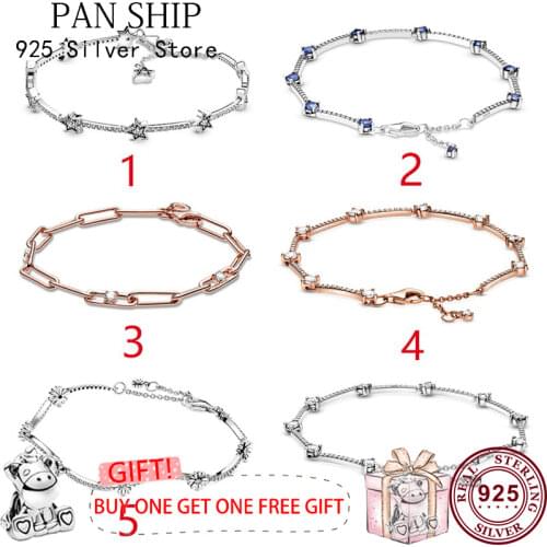 100% 925 Silver New Blue Star Daisy Fashion PAN Bracelet Suitable For Original Womens Festival Wedding Gift Diy Charm Jewelry