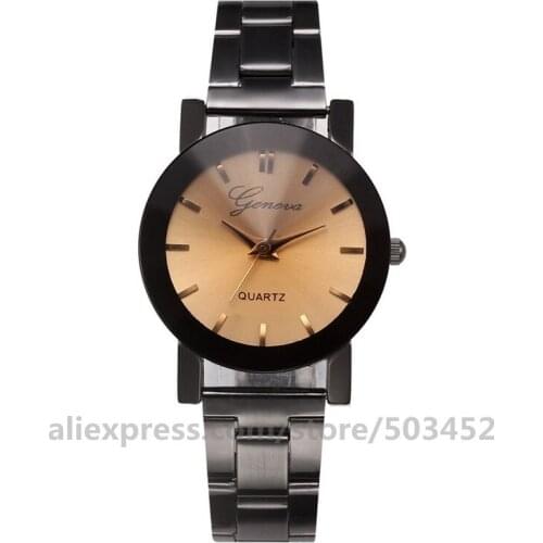 100pcs/lot Geneva 8234 Womens Watch Simple Stainless Steel Watches Casual Elegant Wrist Watch Quartz Clock For Women