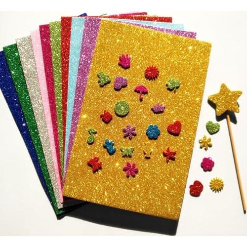 2mm Glitter Sponge Paper Foam Paper Glitter Flash Gold Handcraft EVA Foam Paper Sheets Kindergarten DIY Paper 5 Sheets