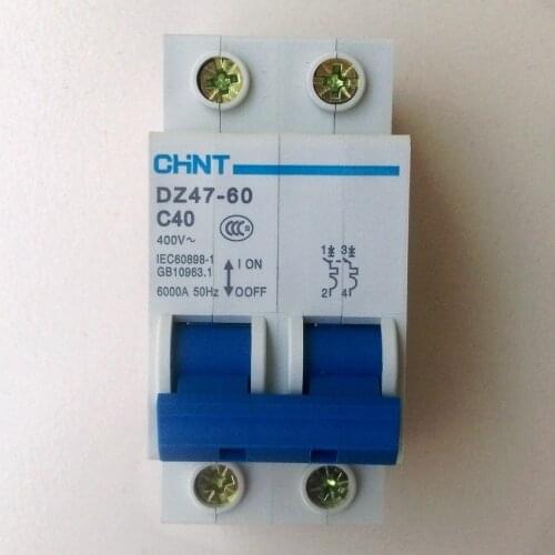CHINT DZ47-60 C40 AC230/400V 2P 40A Rated Current 2 Pole Miniature Circuit Breaker