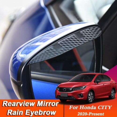 2PCS Car-styling For Honda CITY 2020-Present Carbon Fiber Rearview Mirror Eyebrow Rain Shield Anti-rain Cover External Accessory