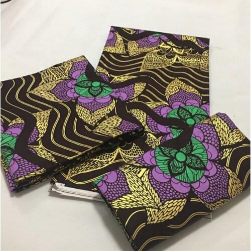 2021purple New arrival 100% cotton Guaranteed african gold wax cloth Ghana wax Ankara Women 6yards/piece For Party Dress