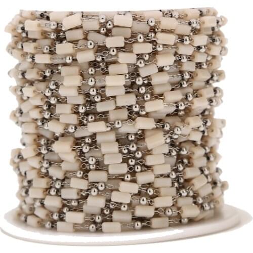 3mm width Stainless Steel glass beads link Chains Findings Fit for Jewelry Making &DIY