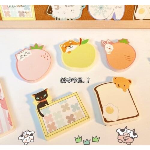 65 Sheets/pad Kawaii Fruits Basket Sticker Bookmark Cute Memo Pad Sticky Note Pad Bookmark School Office Supply Stationary