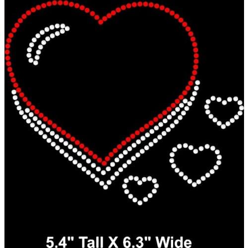Free shipping big heart and small heart hot fix rhinestones Iron on heat transfer design