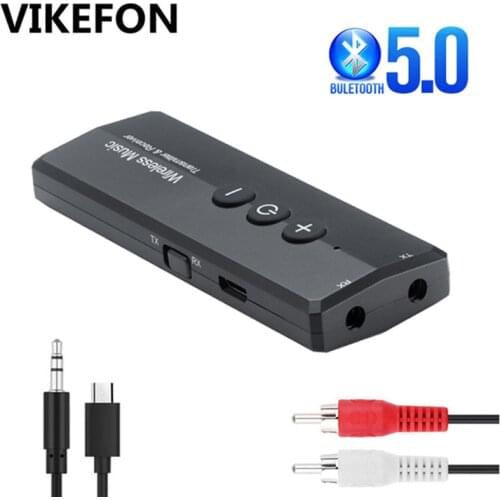 Bluetooth 5.0 Transmitter Receiver RCA 3.5mm Aux Jack USB Dongle Audio Wireless Adapter for TV PC Car Kit with Control Button