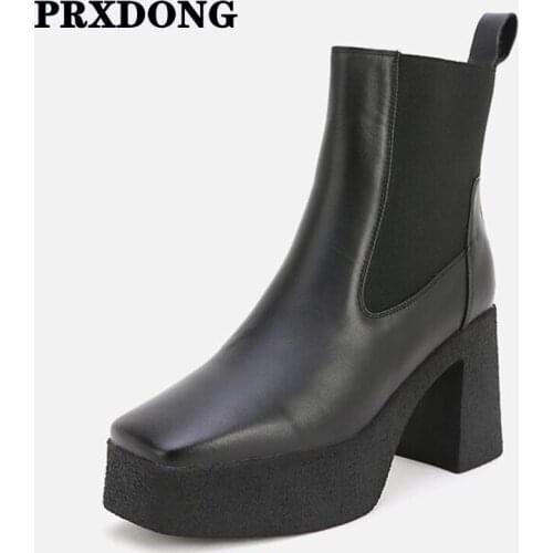 Brand Women Ankle Boots Genuine Cow Leather Autumn Winter Warm Office Lady Concise High Heels Casual Short Boots Woman Size 40