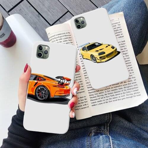 Sports Cars Male Men Phone Case White Candy Color for iPhone 6 7 8 11 12 s mini pro X XS XR MAX Plus