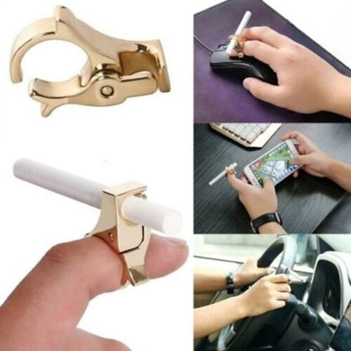 Cigarette Holder Ring Rack Metal Smoking Lighter Rolling Tray Finger Ring Clip Cigarette Holder for Men Gift Smoking Accessories