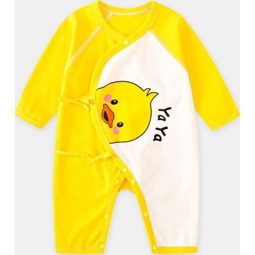 0-6M Newborn Baby Boy Girl Cute Clothing Yellow Duck Cotton Romper Cotton Jumpsuit Outfit Infant Clothes