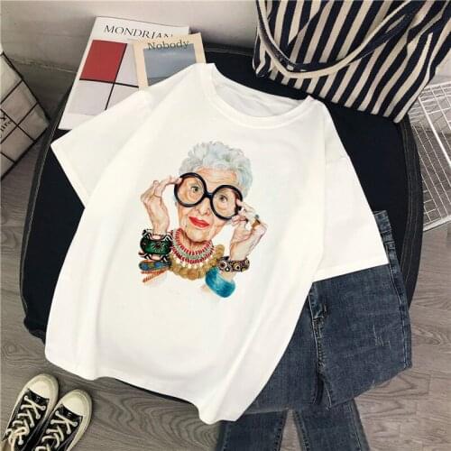 2021 New Summer Fashion Grandmother Print T Shirt Women O-neck Short Sleeve Harajuku Tops For Tshirt Gothic Streetwear T-shirts