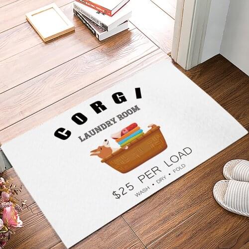 Laundry Animal Dog Corgi Doormat Home Entrance Anti-Slip Mat Carpet for Room Bedroom Home Kitchen Doormat