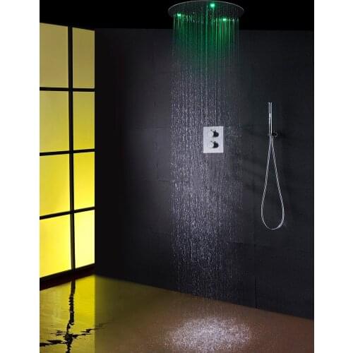 100V~240V Alternating Current LED Round Head Shower Easy-install Box Shower Mixer Valve Thermostatic Bathroom Shower Faucet Tap