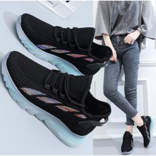 Flying woven womens shoes spring and summer student breathable fitness running coconut shoes leisure sports travel shoes X849