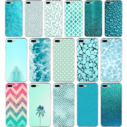 208H Fashion Aqua Silver Green Mint Soft TPU Silicone Cover Case For Apple iPhone 6 6s 7 8 plus Case