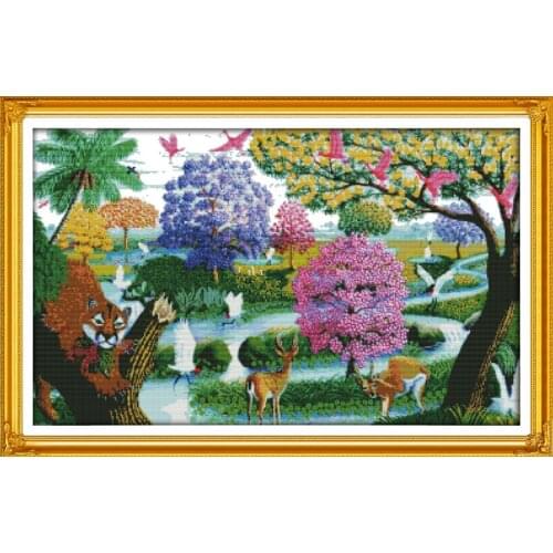 A heaven on earth (2)scenery cross stitch kit cotton 14CT 11ct printed embroidery DIY handmade needle work home decor ricamo