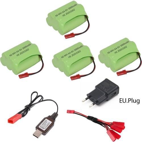 NiMH 6V 3000mAh Model T rechargeable battery with charger set for RC car robot tanks gun rc boats AA 2400mah 6v battery JST pulg