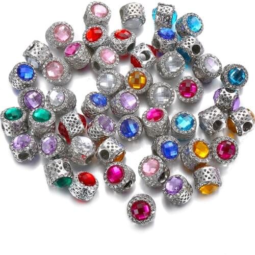 New Handmade Color Crystal Rhinestone Spacer Beads Charms Clip Fit Pandora Charms Bracelet Snake Chain Necklace Jewelry Making