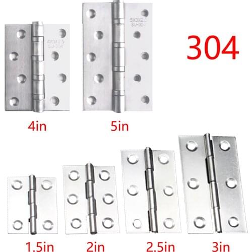 Hardware Hinge Mini Flat 304 Stainless Steel 1.5/2/2.5/3/4/5 Inch Cabinet Doors Windows Hinge Wooden Box Furniture Bookcase DIY