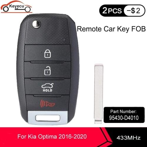 KEYECU Flip Remote Control Car Key Fob 4 Buttons for Kia Optima 2016 2017 2018 2019 2020 - P/N: 95430-D4010 FCC ID: SY5JFRGE04
