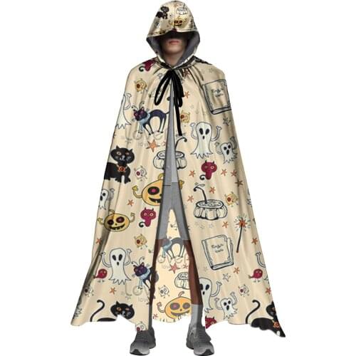 Unisex Christmas Halloween Cloak Brand DesiGN Ghost Cats Skeletons Gothic Witch Party Costume Hooded Adult Vampires Robes Cape