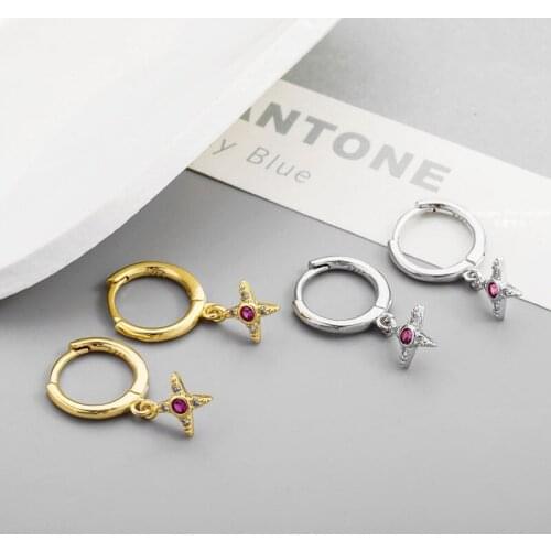925 Sterling Silver Zircon Star Piercing Stud Earrings For Women Girls Wedding Party Jewelry eh200