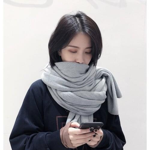 Imitation Cashmere Women Vintage Solid Scarf Winter Warm Shawl Long Wrap Outdoor Casual Comfortable Wild Female Thick Blanket