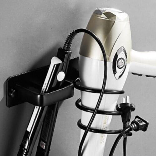 Storage Rack Silver Metal Wall Hair Dryer Holder Cupboard Straighteners Storage Stand Rack organizer bathroom accessories #4o17