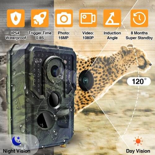 Waterproof Outdoor Hunting Camera 16MP Wild Animal Detector Trail Camera HD Monitoring Infrared Heat Sensing Night Vision